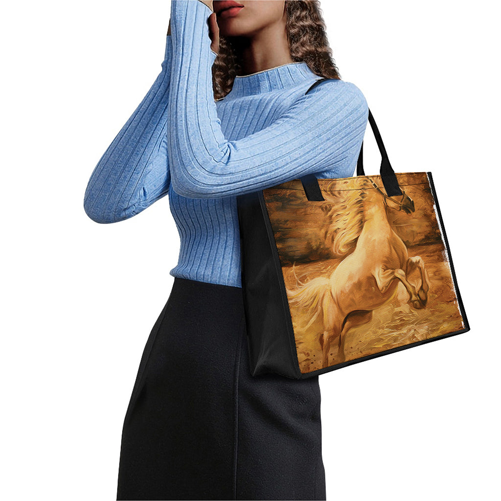 Vintage Horse Painting Print Canvas Tote Bag
