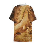 Vintage Horse Painting Print Cotton Hawaiian Shirt