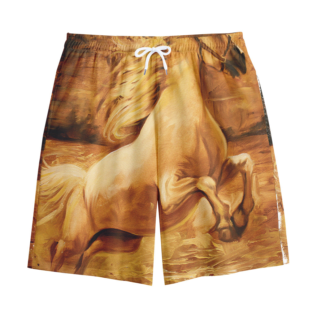 Vintage Horse Painting Print Cotton Shorts