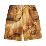 Vintage Horse Painting Print Cotton Shorts