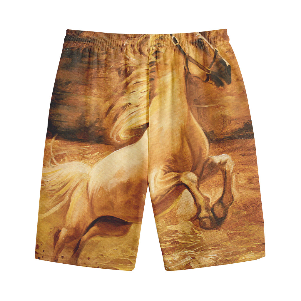 Vintage Horse Painting Print Cotton Shorts