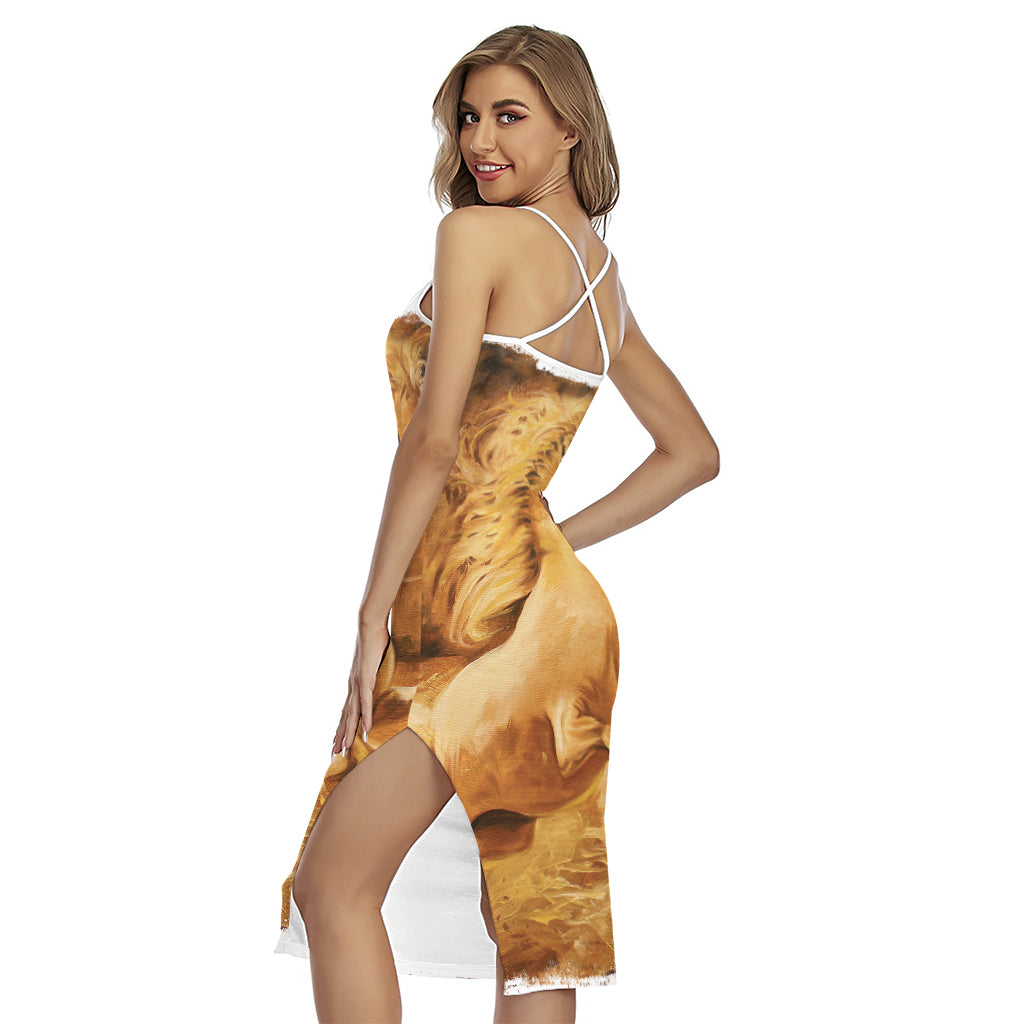Vintage Horse Painting Print Cross Back Cami Dress