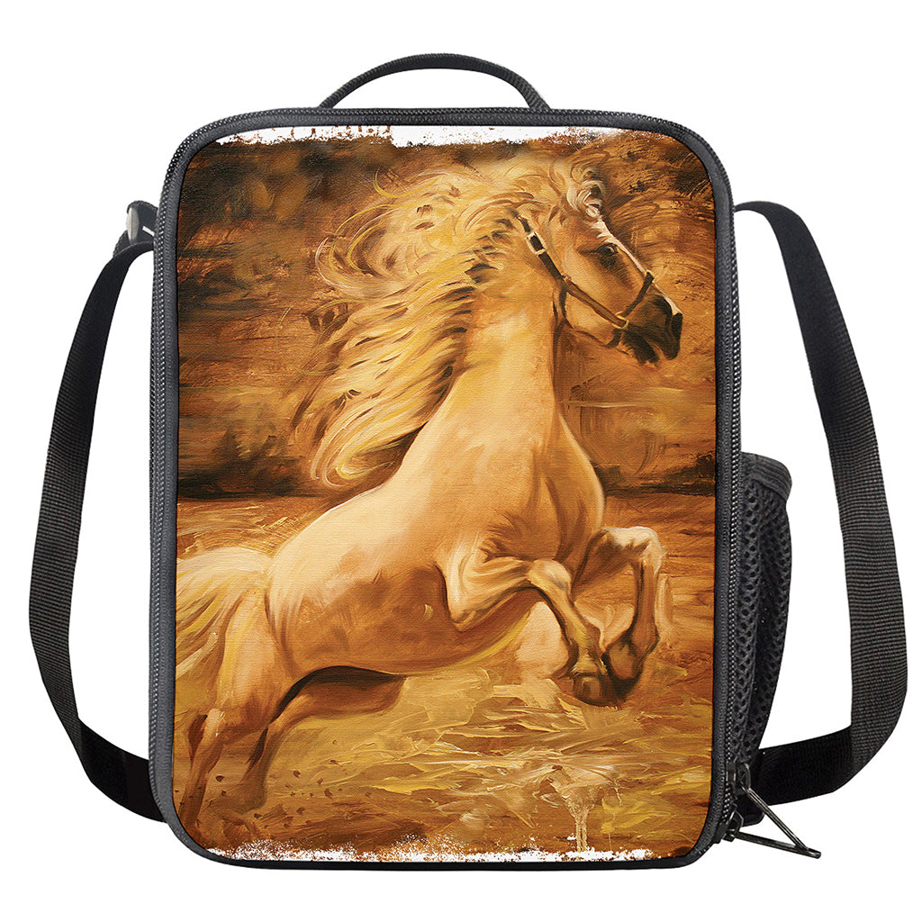 Vintage Horse Painting Print Crossbody Lunch Bag