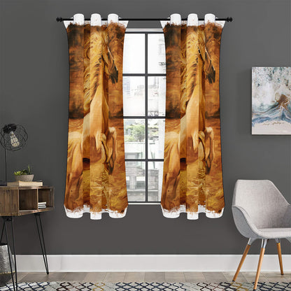 Vintage Horse Painting Print Curtain