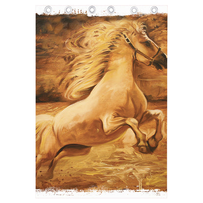 Vintage Horse Painting Print Curtain