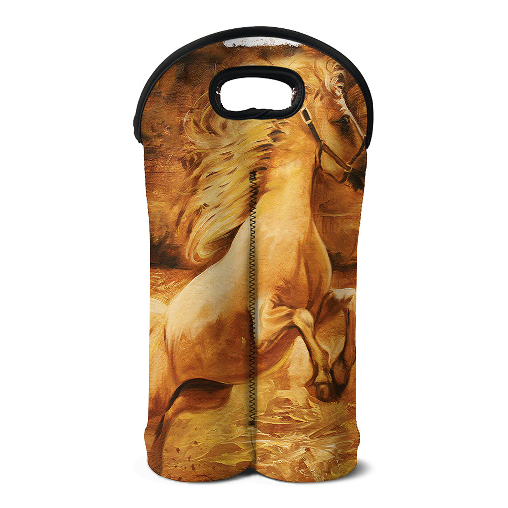 Vintage Horse Painting Print Double Neoprene Wine Tote