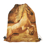 Vintage Horse Painting Print Drawstring Bag