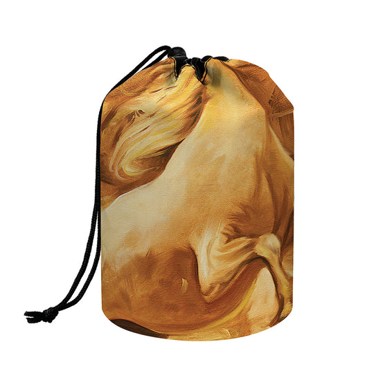 Vintage Horse Painting Print Drawstring Makeup Bag