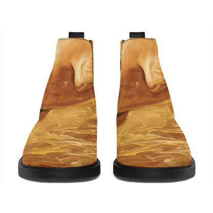 Vintage Horse Painting Print Flat Ankle Boots