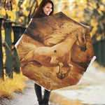Vintage Horse Painting Print Foldable Umbrella