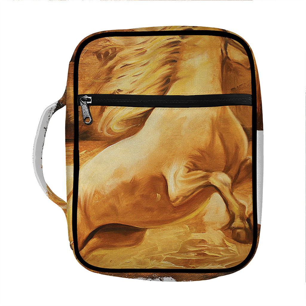 Vintage Horse Painting Print Front Pocket Bible Bag