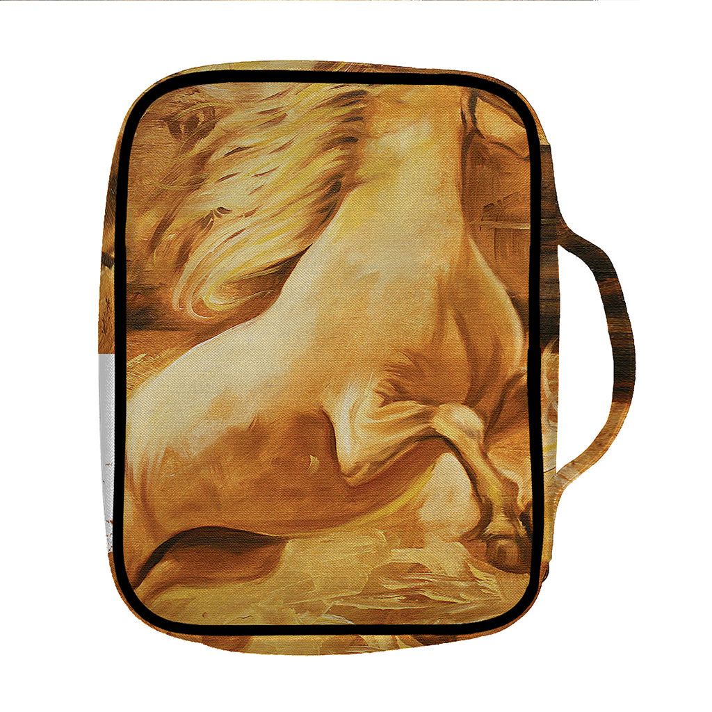 Vintage Horse Painting Print Front Pocket Bible Bag