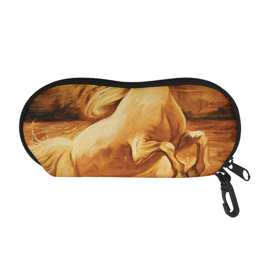 Vintage Horse Painting Print Glasses Case