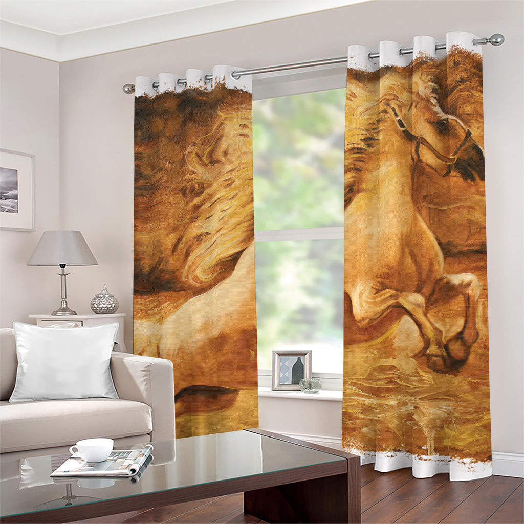 Vintage Horse Painting Print Grommet Curtains