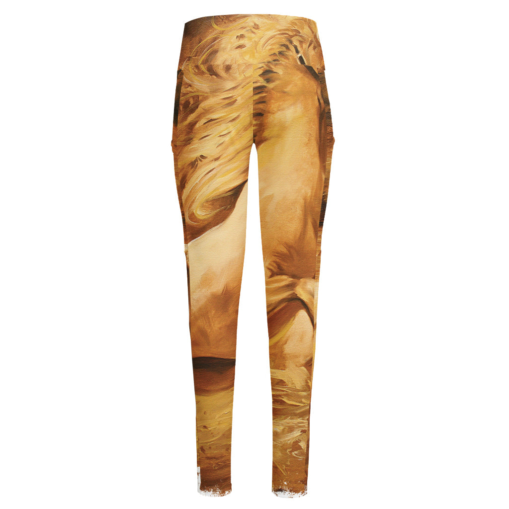 Vintage Horse Painting Print High-Waisted Pocket Leggings