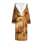 Vintage Horse Painting Print Hooded Bathrobe
