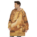 Vintage Horse Painting Print Hoodie Blanket