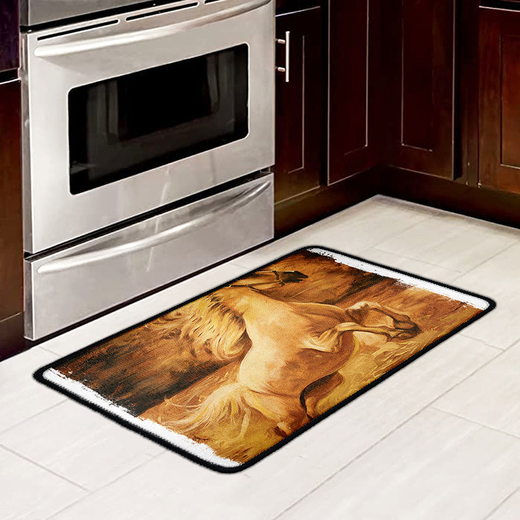 Vintage Horse Painting Print Kitchen Mat