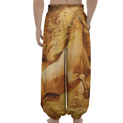 Vintage Horse Painting Print Lantern Pants