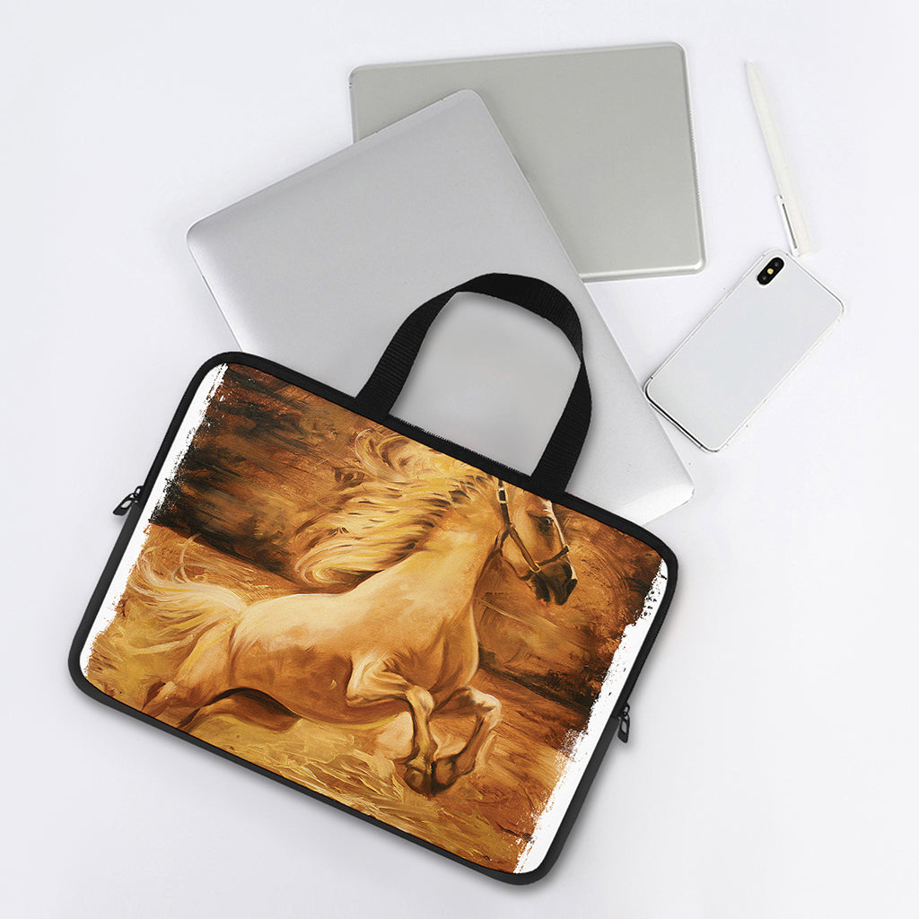 Vintage Horse Painting Print Laptop Sleeve With Handle