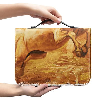Vintage Horse Painting Print Leather Bible Cover