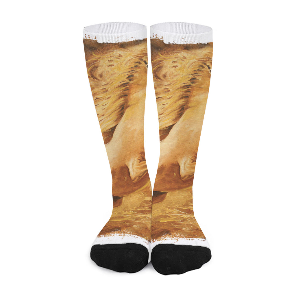 Vintage Horse Painting Print Long Socks