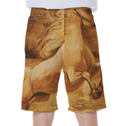 Vintage Horse Painting Print Men's Beach Shorts