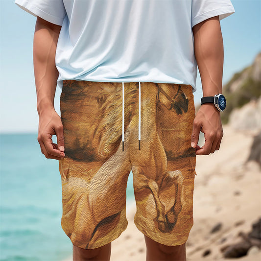 Vintage Horse Painting Print Men's Cargo Shorts