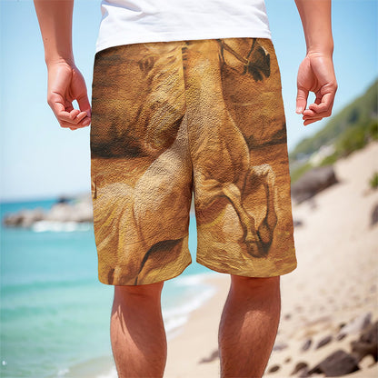 Vintage Horse Painting Print Men's Cargo Shorts