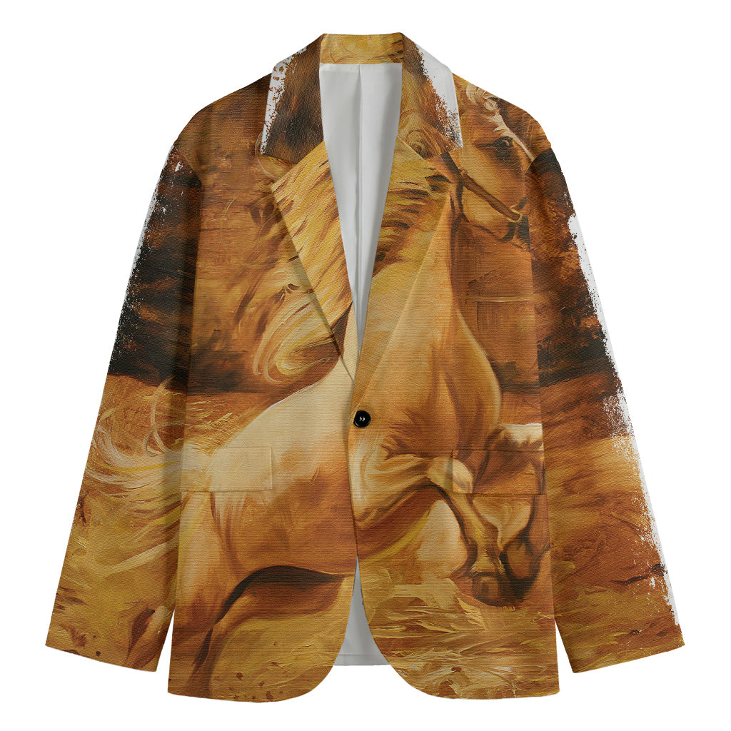 Vintage Horse Painting Print Men's Cotton Blazer