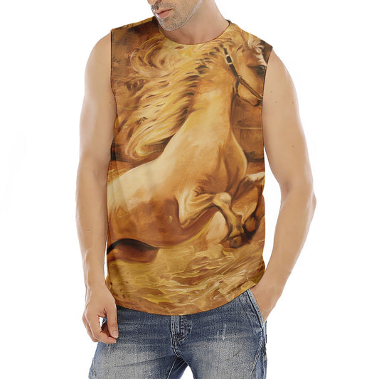 Vintage Horse Painting Print Men's Fitness Tank Top