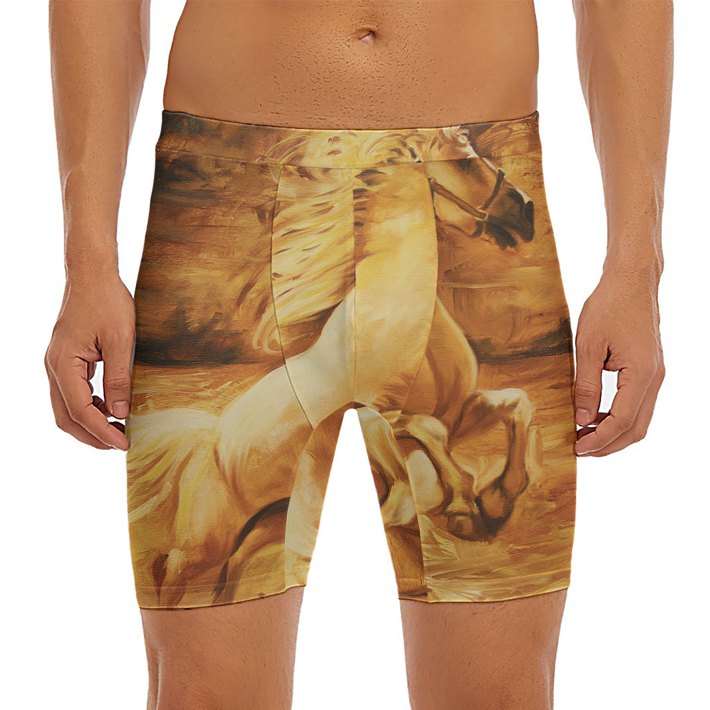 Vintage Horse Painting Print Men's Long Boxer Briefs