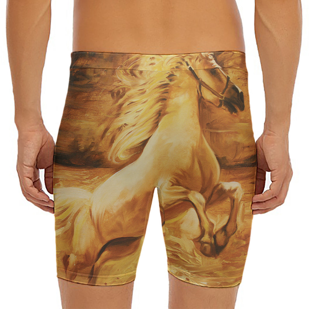 Vintage Horse Painting Print Men's Long Boxer Briefs
