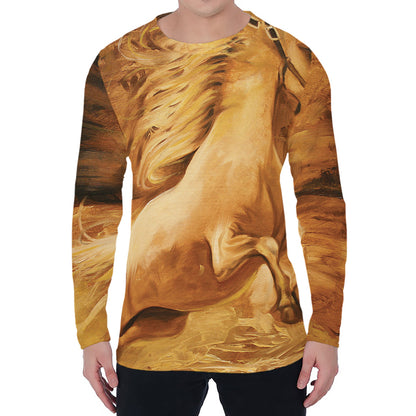Vintage Horse Painting Print Men's Long Sleeve T-Shirt