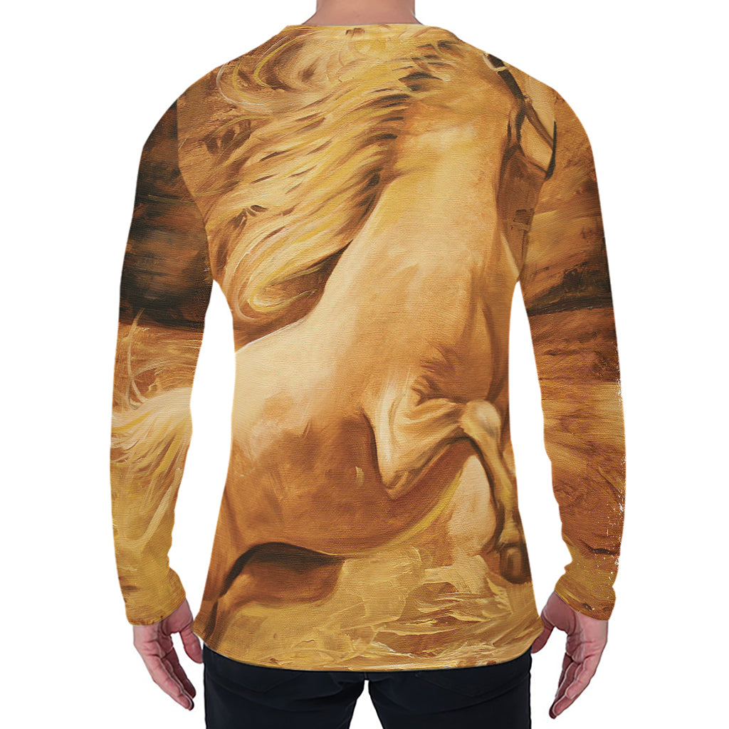 Vintage Horse Painting Print Men's Long Sleeve T-Shirt
