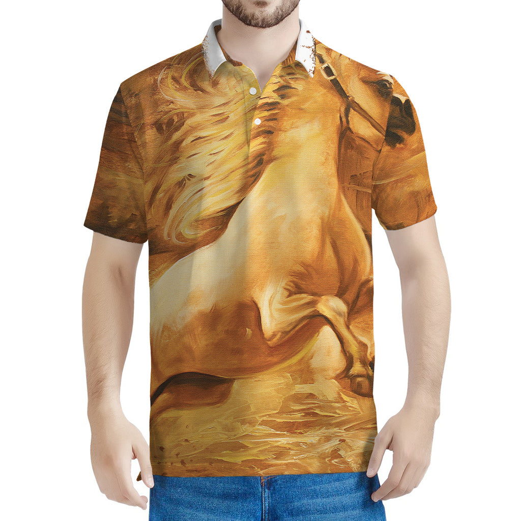 Vintage Horse Painting Print Men's Polo Shirt