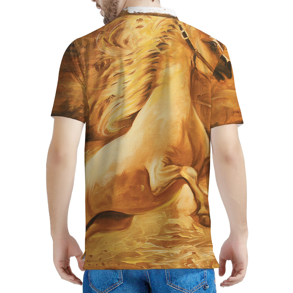 Vintage Horse Painting Print Men's Polo Shirt