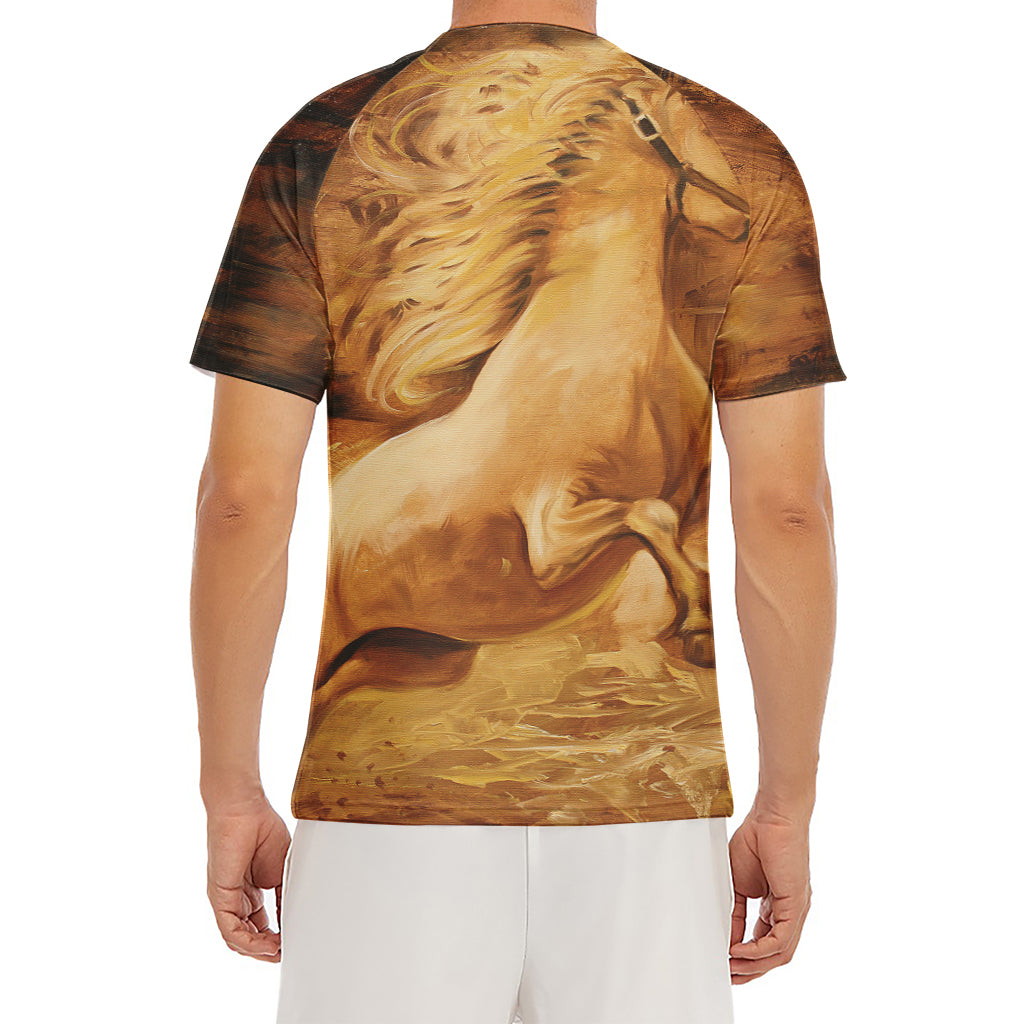 Vintage Horse Painting Print Men's Short Sleeve Rash Guard