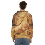Vintage Horse Painting Print Men's Velvet Pullover Hoodie