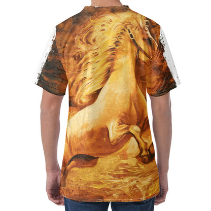 Vintage Horse Painting Print Men's Velvet T-Shirt
