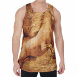 Vintage Horse Painting Print Men's Velvet Tank Top