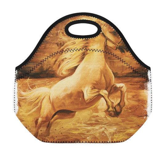 Vintage Horse Painting Print Neoprene Lunch Bag