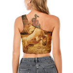 Vintage Horse Painting Print One Shoulder Crop Top