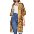 Vintage Horse Painting Print Open Front Beach Cover Up