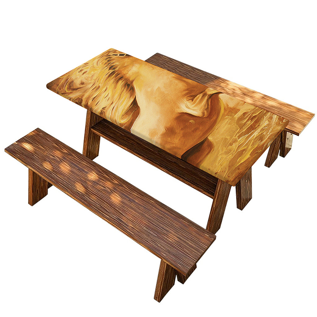 Vintage Horse Painting Print Picnic Table Cover