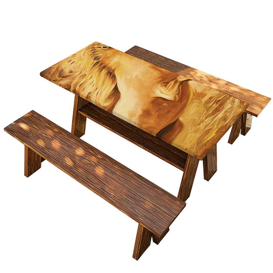 Vintage Horse Painting Print Picnic Table Cover