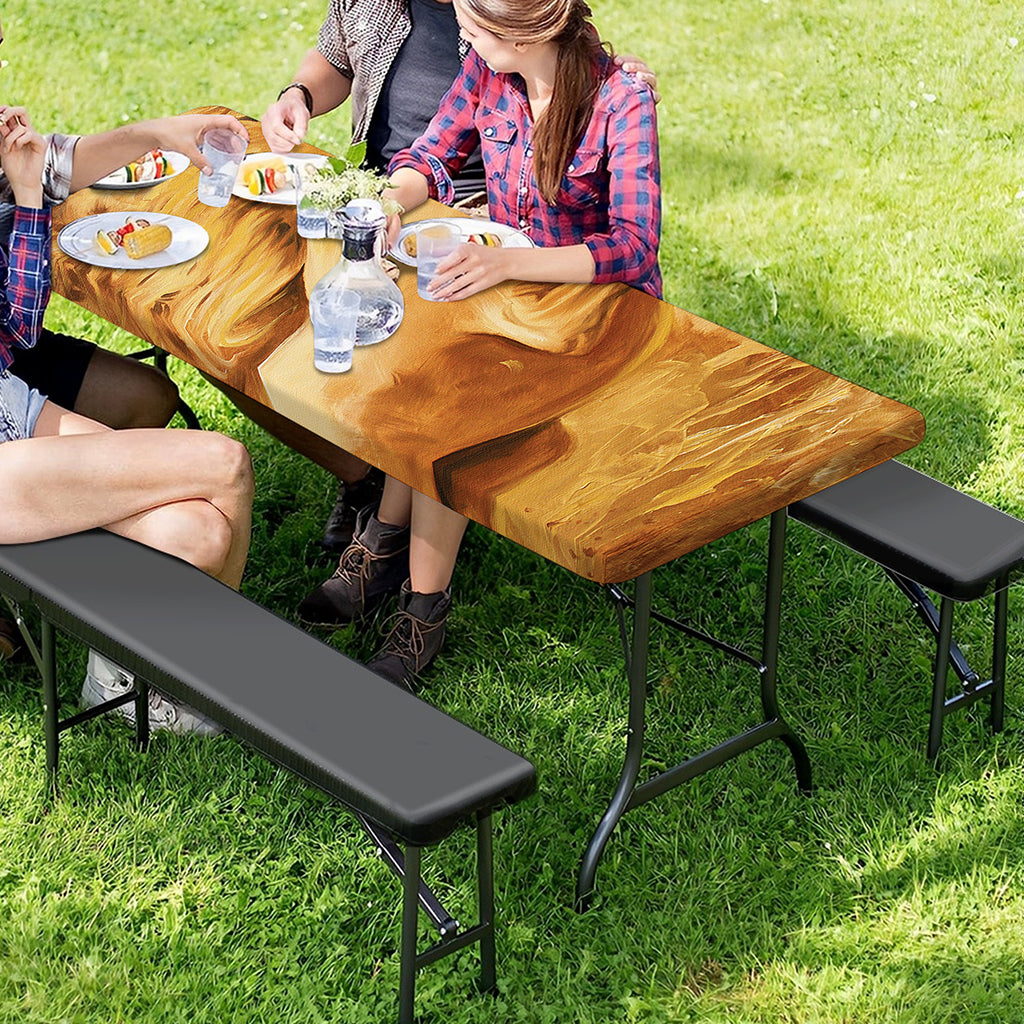 Vintage Horse Painting Print Picnic Table Cover