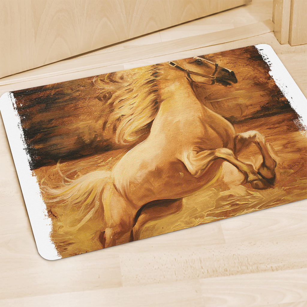 Vintage Horse Painting Print Polyester Doormat