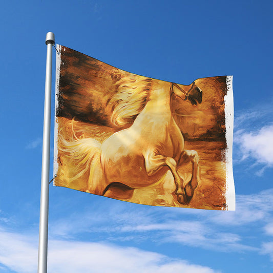 Vintage Horse Painting Print Polyester Flag