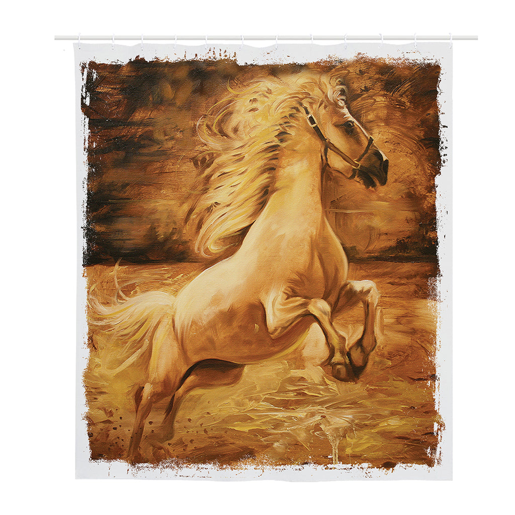 Vintage Horse Painting Print Polyester Shower Curtain